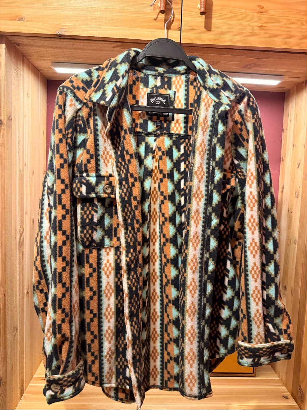 Billabong Tan Black & Mint Patterned Shacket